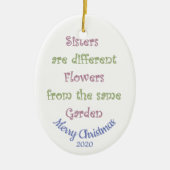 カスタムデイトクリスマスシスターズラブ引用文 セラミックオーナメント (正面)