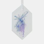 カスタムデイトクリスマスドラゴンフライ水彩画 ガラスオーナメント (正面右)