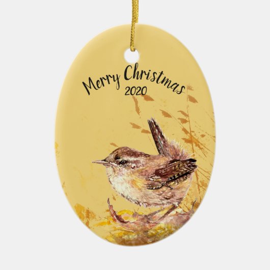 カスタムデイトクリスマスハウスウォーレンバードウォーター色 セラミックオーナメント (正面)