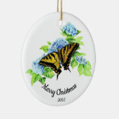 カスタムデイトクリスマスバタフライハイデンゲアフラワー セラミックオーナメント (右)