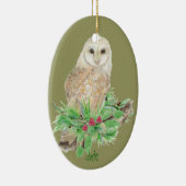 カスタムデイトクリスマスバーンフクロウオーナメント セラミックオーナメント (右)