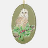 カスタムデイトクリスマスバーンフクロウオーナメント セラミックオーナメント (左)