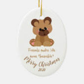 カスタムデイトクリスマスフレンズベア引用文 セラミックオーナメント (裏面)