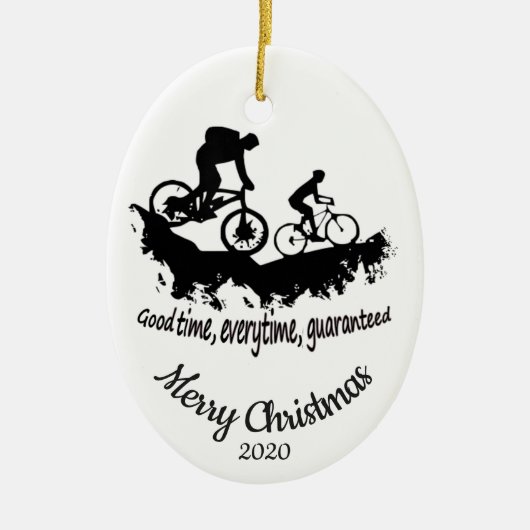 カスタムデイトクリスマスマウンテンサイクリング引用文 セラミックオーナメント (正面)