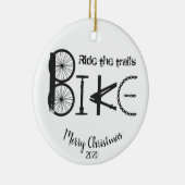 カスタムデイトクリスマスライドザトレイルサイクリングおもしろい セラミックオーナメント (右)