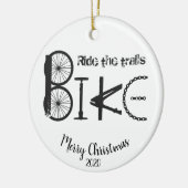 カスタムデイトクリスマスライドザトレイルサイクリングおもしろい セラミックオーナメント (左)