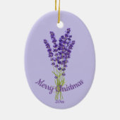 カスタムデイトクリスマスラベンダーガーデンフラワー セラミックオーナメント (裏面)