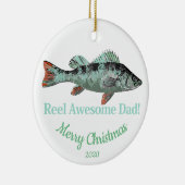カスタムデイトクリスマスリール素晴らしパパ漁師 セラミックオーナメント (右)