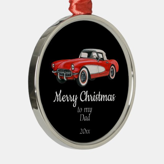 カスタムデイトクリスマスヴィンテージカーパパ父 メタルオーナメント (右)
