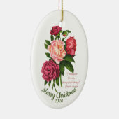 カスタムデイトクリスマスヴィンテージ牡丹引用文 セラミックオーナメント (右)