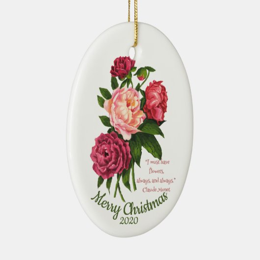 カスタムデイトクリスマスヴィンテージ牡丹引用文 セラミックオーナメント (右)