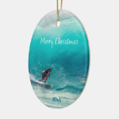 カスタムデイトサーファーサーフィンウェーブカール海水 セラミックオーナメント (左)