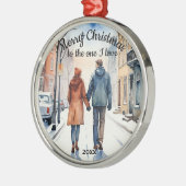 カスタムデイトシティ通りヘッジホグスワン私の愛 メタルオーナメント (左)