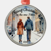 カスタムデイトシティ通りヘッジホグスワン私の愛 メタルオーナメント (正面)