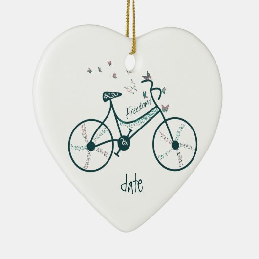 カスタムデイトバイク蝶、花と自由 セラミックオーナメント (右)