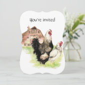 カスタムデイトバースデーパーティーチキンファーム 招待状 (スタンド正面)