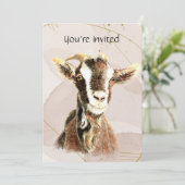 カスタムデイトバースデーパーティーヤギ農場動物 招待状 (スタンド正面)