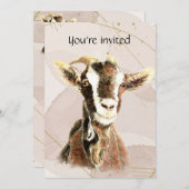 カスタムデイトバースデーパーティーヤギ農場動物 招待状 (正面/裏面)
