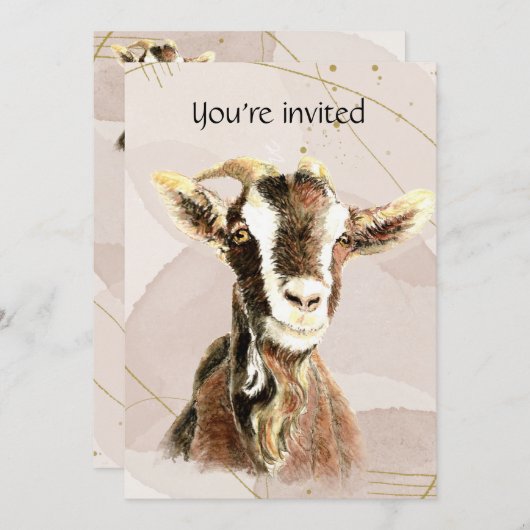 カスタムデイトバースデーパーティーヤギ農場動物 招待状 (正面/裏面)