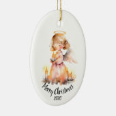 カスタムデイトヴィンテージクリスマス天使 セラミックオーナメント (右)