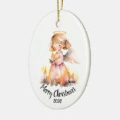 カスタムデイトヴィンテージクリスマス天使 セラミックオーナメント (左)