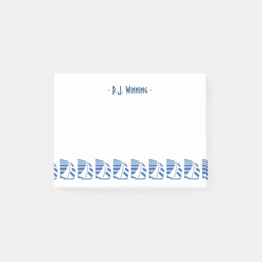 カスタムデコブルーレーシングセーラボーツ付箋 ポストイット (正面)