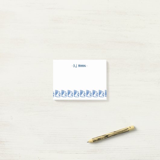 カスタムデコブルーレーシングセーラボーツ付箋 ポストイット (デスク上)