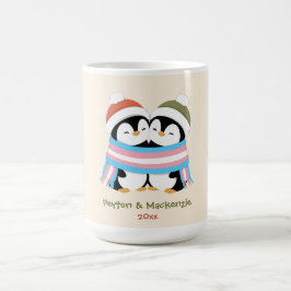 カスタムデザインのあったかトランスペンギンのクリスマス コーヒーマグカップ