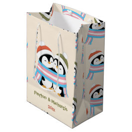 カスタムデザインのあったかトランスペンギン クリスマス ミディアムペーパーバッグ