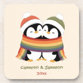 カスタムデザインのあったかPrideペンギン クリスマス コースター (正面)