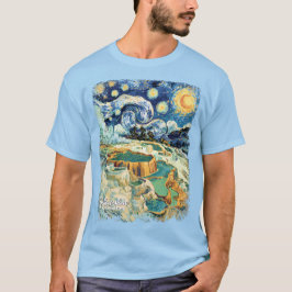 カスタムデザインのイエローストーン・マンモス・ホットスプリングス ゴッホ風景 Tシャツ