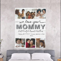 カスタムデザインのエレガントな"We love you Mommy"フォトコラージュ