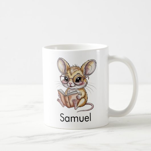 カスタムデザインのゴビ砂漠のトビネズミの本の読み手 コーヒーマグカップ (右)