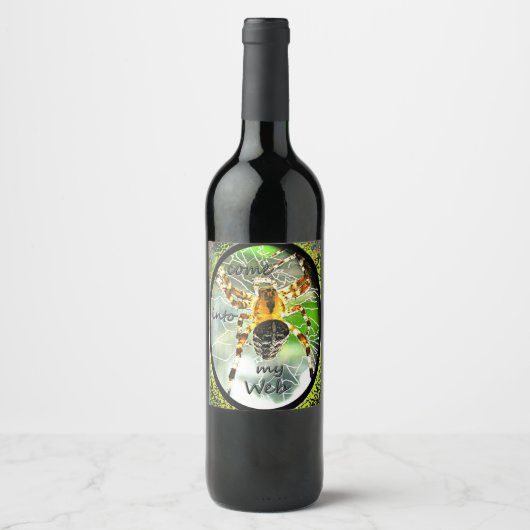 カスタムデザインのスパイダーウェブワインボトルラベル ワインラベル (正面)