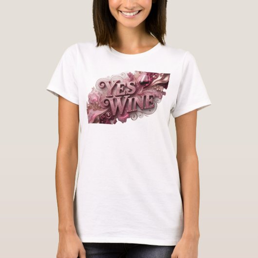 カスタムデザインのレッド「YES WINE」Tシャツ Tシャツ (正面)