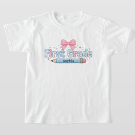 カスタムデザインの小学校一年生女子のバックスカートボウ Tシャツ
