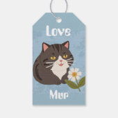カスタムデザインの愛らしいグレー猫とMurとLove ギフトタグ (裏面)