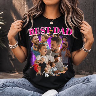 カスタムデザインの最高のパパのためのブートレグスタイルのパパコラージュ Tシャツ