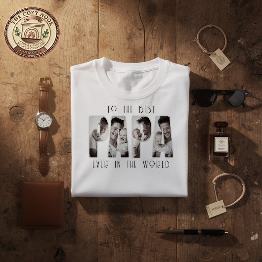 カスタムデザインの最高のパパのコラージュ写真Tシャツ Tシャツ
