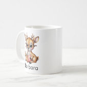 カスタムデザインの本を読む可愛い鹿 コーヒーマグカップ (正面左)