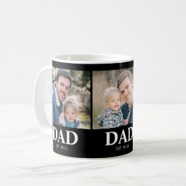 カスタムデザインの父の日ギフト 3枚の写真で作るDad Established コーヒーマグカップ