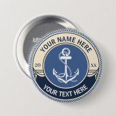 カスタムデザインの航海用アンカーロープフレーム 缶バッジ (正面&裏面)