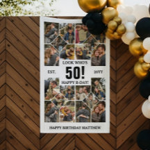 カスタムデザインの「誰が50歳？」お誕生日おめでとうフォトコラージュ