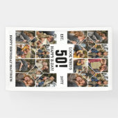 カスタムデザインの「誰が50歳？」お誕生日おめでとうフォトコラージュ 横断幕 (横)
