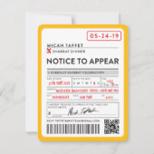 カスタムデザインバー(ユダヤ教の)バル・ミツバーニューヨークチケット 招待状 (正面)