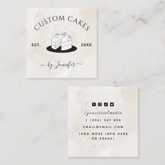 カスタムデザインマーブルソーシャルメディアエレガントSqu スクエア名刺 (正面/裏面)