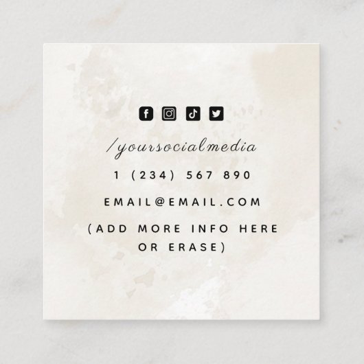 カスタムデザインマーブルソーシャルメディアエレガントSqu スクエア名刺 (裏面)