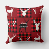 カスタムデザインモダンサンタハットオンタータンチェックパターン クッション (裏面)