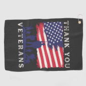 カスタムデザイン：アメリカ国旗ありがとう退役軍人 ゴルフタオル (横)