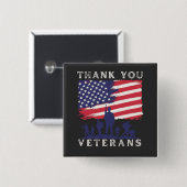 カスタムデザイン：アメリカ国旗ありがとう退役軍人 缶バッジ (正面&裏面)